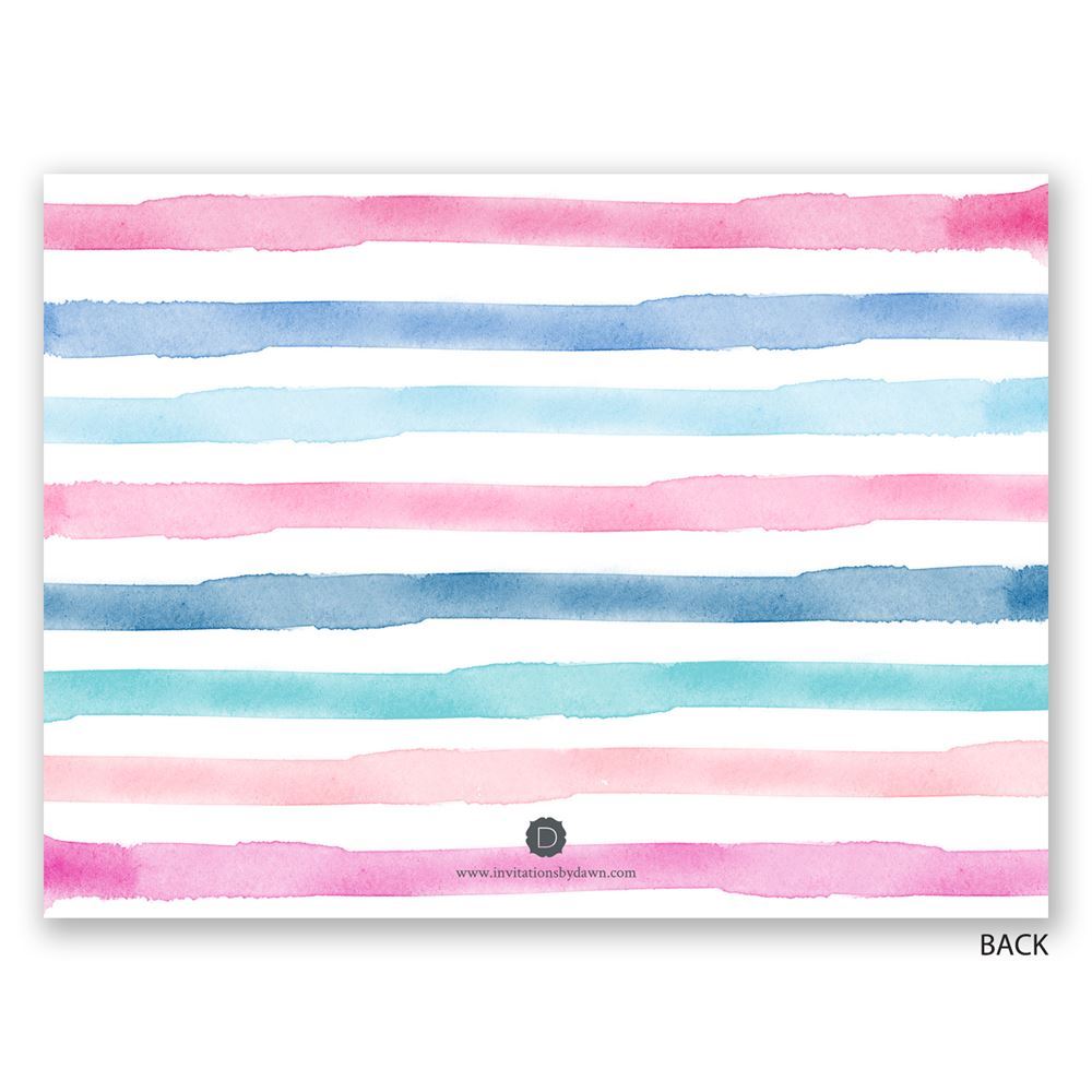 1000x1000 Watercolor Stripes Petite Gender Reveal Invitation Invitations - Watercolor Stripes