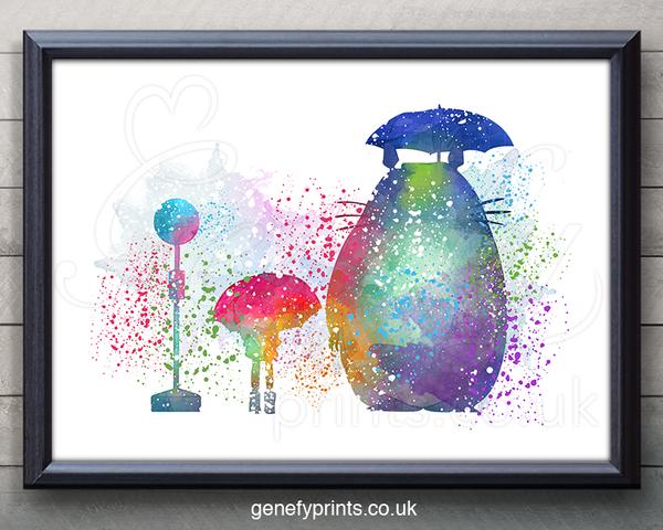 600x480 My Neighbour Totoro Studio Ghibli Watercolor Print - Watercolor Studio Ghibli