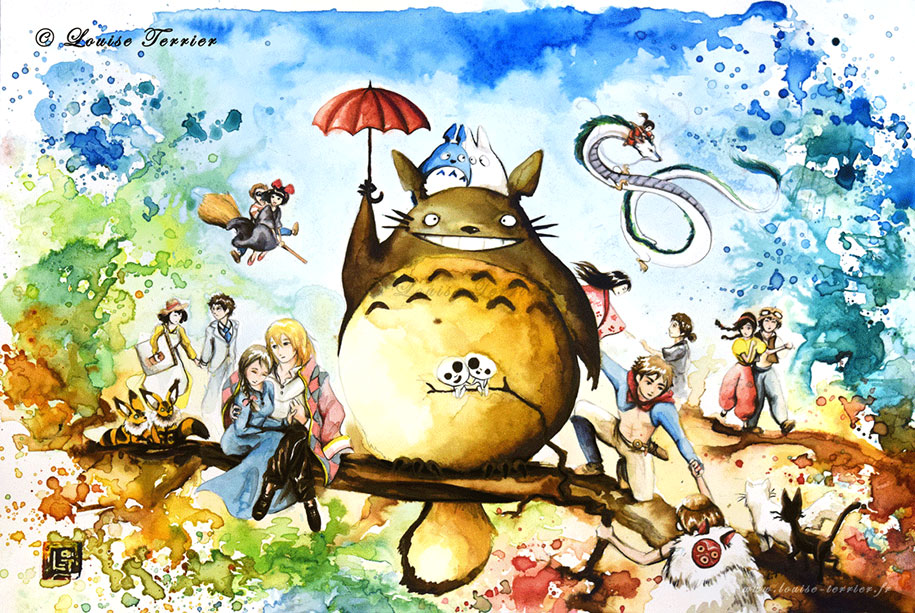 915x613 Studio Ghibli Characters Redrawn In Watercolor Paintings - Watercolor Studio Ghibli