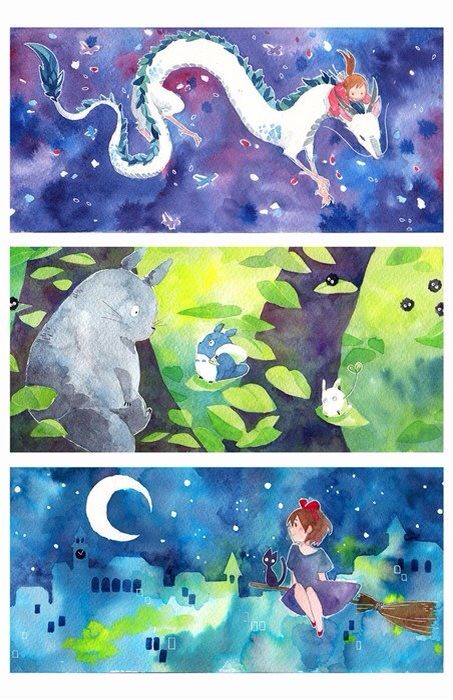 453x700 Watercolor Studio Ghibli Animeverything Studio - Watercolor Studio Ghibli