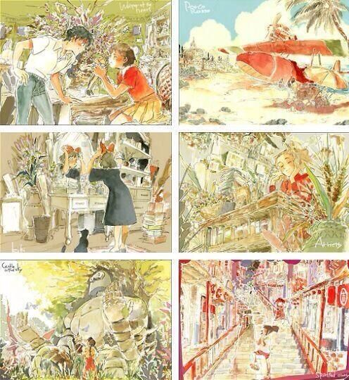 496x540 Ghiblis Watercolor Painting Art Watercolor, Studio - Watercolor Studio Ghibli