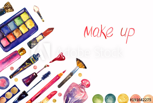 500x336 Decorative Cosmetics, Make Up Stuff Collection, Hand Painted - Watercolor Stuff