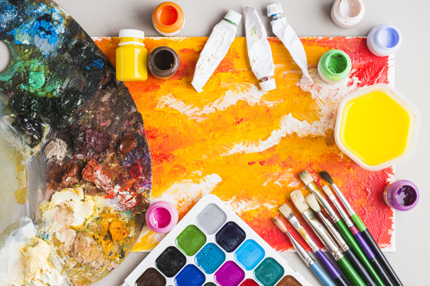 626x417 Art Stuff Around Abstract Painting Photo Free Download - Watercolor Stuff