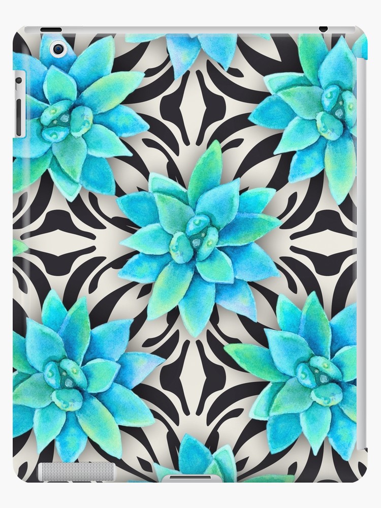 750x1000 Watercolor Succulent Pattern On Monochrome Background Ipad Cases - Watercolor Succulent Background