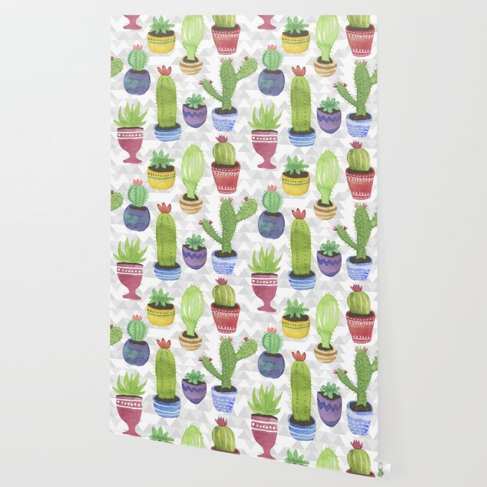 700x700 Watercolor Succulent Pattern Wallpaper By Latheandquill Society6 - Watercolor Succulent Wallpaper