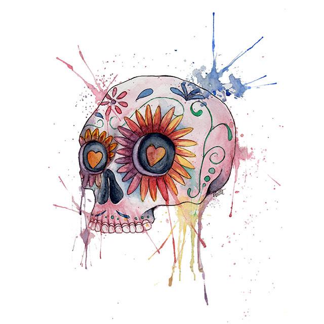 640x640 Sugar N Stuff 8x10 Sugar Skull Original Watercolor Print The - Watercolor Sugar Skull