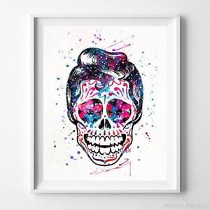 300x300 Sugar Skull Type 3 Wall Art Watercolor Poster Home Decor Baby - Watercolor Sugar Skull