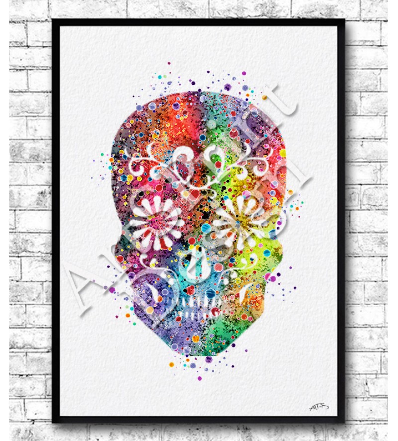 800x888 Sugar Skull Watercolor - Watercolor Sugar Skull