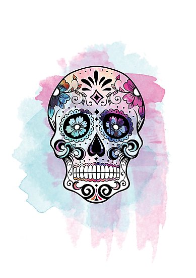 389x550 Watercolor Sugar Skull Photographic Prints By Southprints Redbubble - Watercolor Sugar Skull
