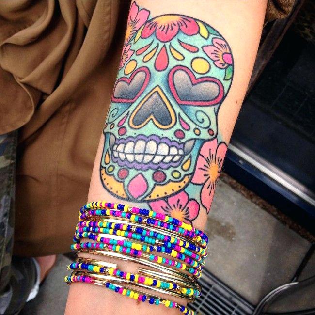 650x650 Colorful Sugar Skull Tattoo Watercolor Sugar Skull Tattoo - Watercolor Sugar Skull Tattoo