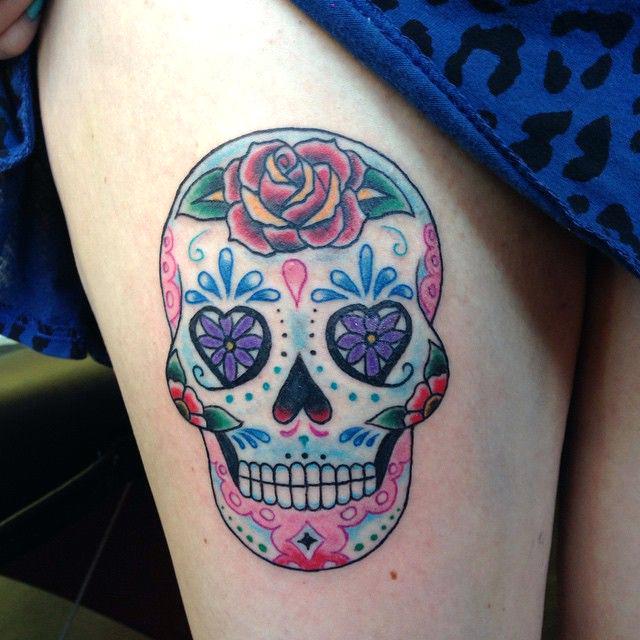640x640 Colorful Sugar Skull Tattoo Watercolour Sugar Skull Tattoo - Watercolor Sugar Skull Tattoo