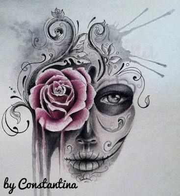 367x400 Image Result For Skull Tattoos For Women Tattoos - Watercolor Sugar Skull Tattoo