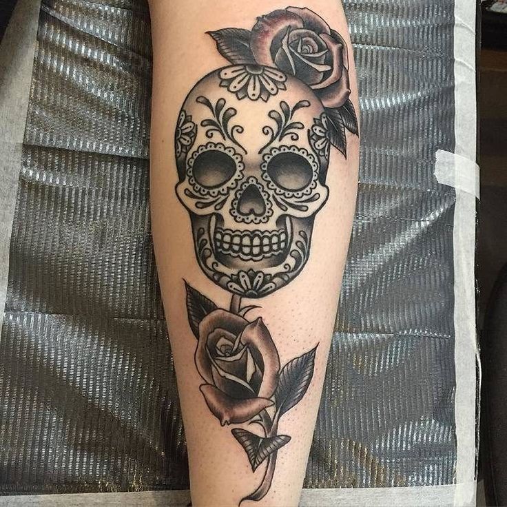 736x736 Watercolor Crow On Sugar Skull Tattoo On Arm - Watercolor Sugar Skull Tattoo