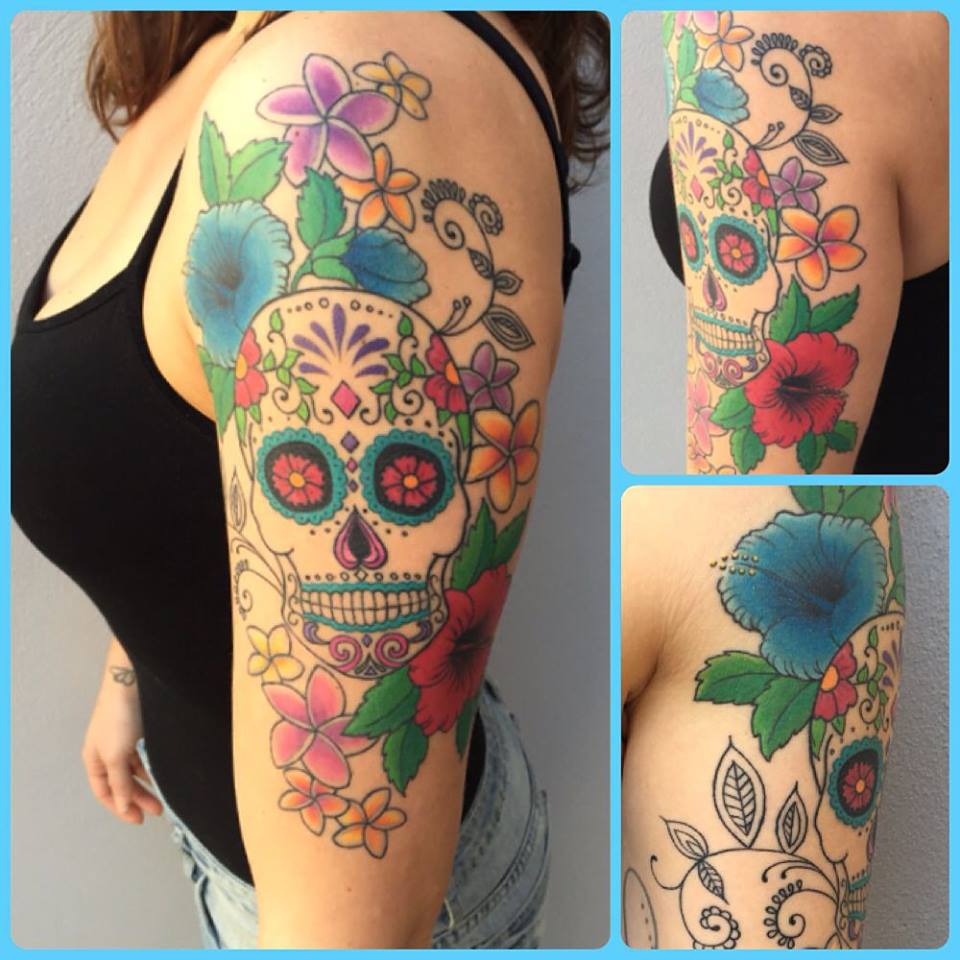 960x960 44 Bold Skull Tattoos To Celebrate Your Mortality - Watercolor Sugar Skull Tattoo