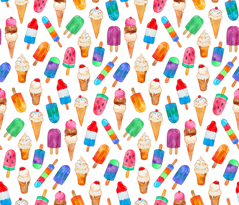 470x403 Watercolor Summer Ice Creams On White Wallpaper - Watercolor Summer