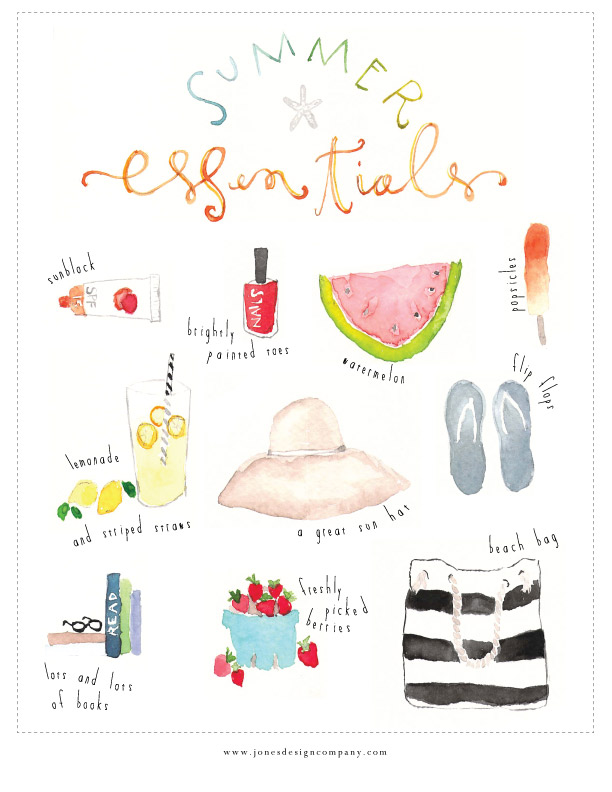 612x792 Summer Essentials {Freebie Art Print} Jones Design Company - Watercolor Summer