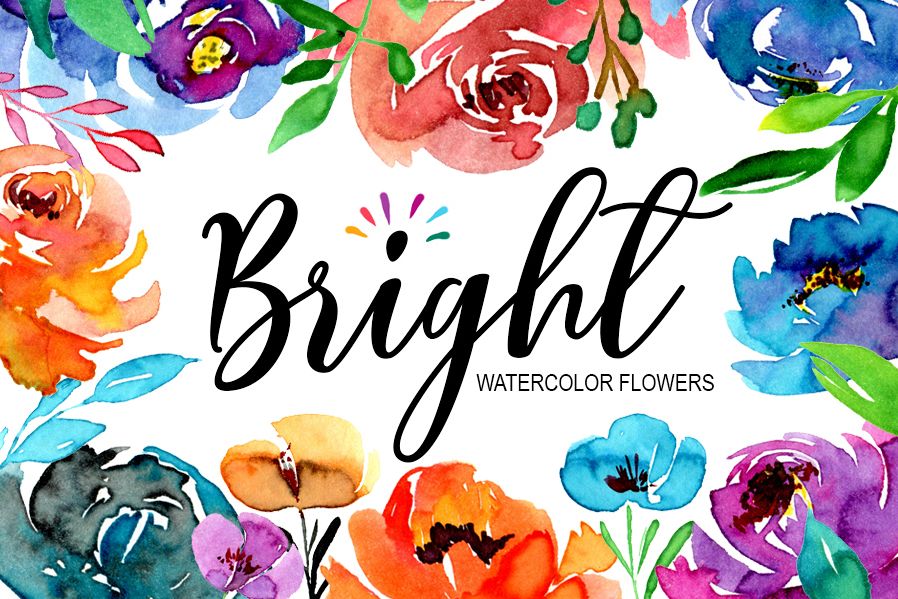 898x599 Bright Watercolor Summer Flowers - Watercolor Summer
