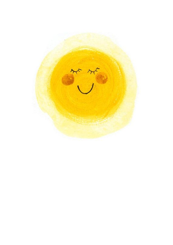 570x806 One Happy Sunshine Archival Art Print In 2018 Images - Watercolor Sun