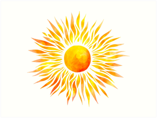 549x413 Watercolor Sun Art Prints By Claire Andrews Redbubble - Watercolor Sun