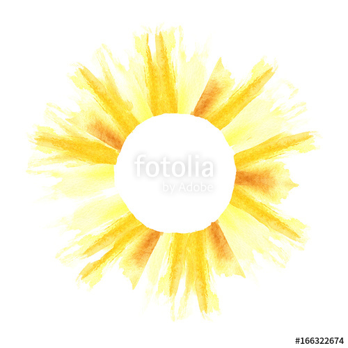 500x500 Watercolor Summer Frame. Sun Background. Sun Shape Border - Watercolor Sun