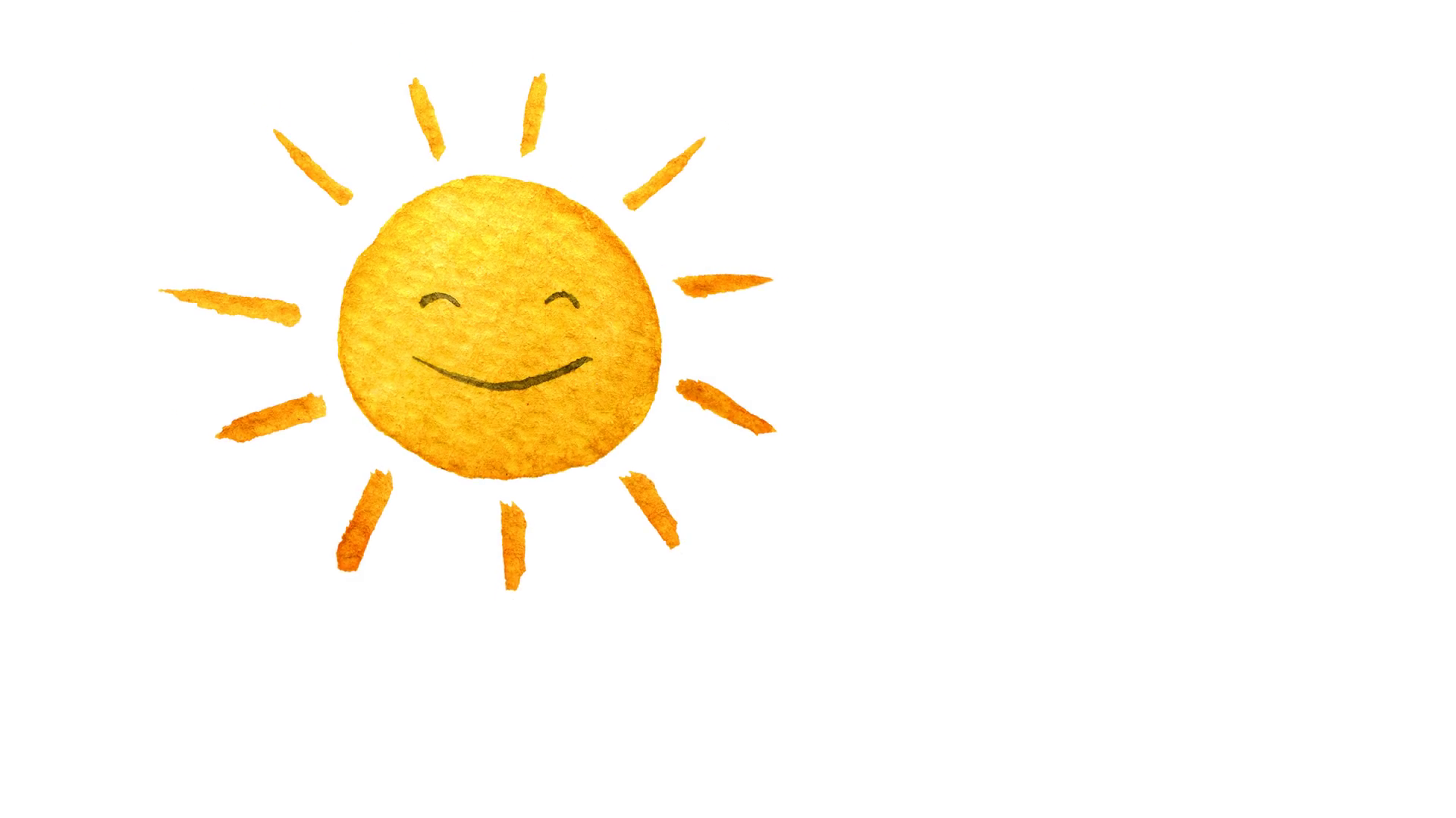 1920x1080 Cute Cartoon Sun Painted In Watercolor. Hand Drawn Illustration - Watercolor Sun