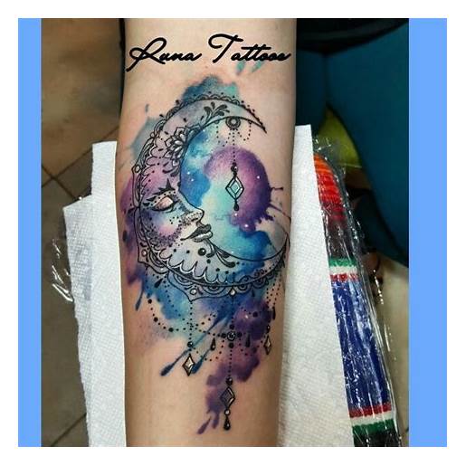 515x515 Sun And Moon Foot Tattoo Tattoos 2018 - Watercolor Sun Tattoo