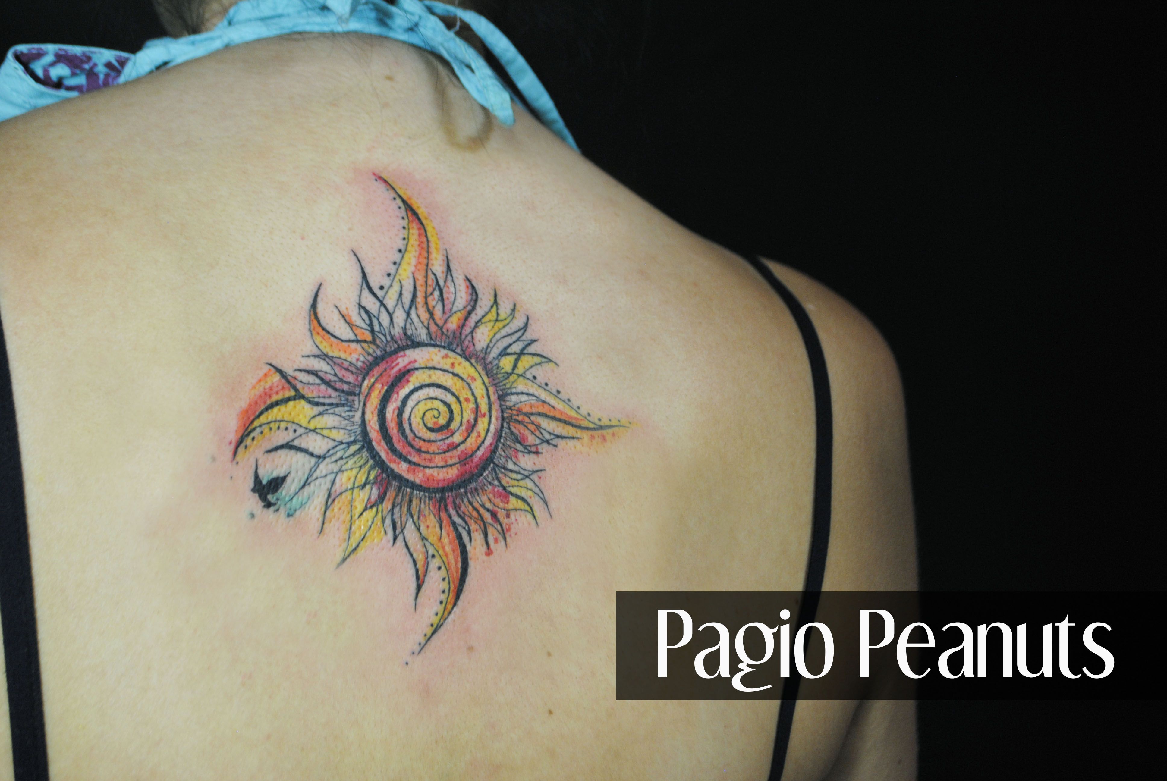 3872x2592 Sun And Spiral Watercolor Custom Tattoo. Design By Me Tat2 - Watercolor Sun Tattoo