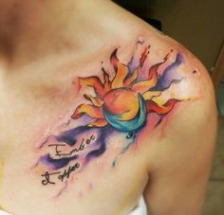 224x215 Tattoo Images Of Sun Rays Ideas Beautiful Fun Watercolor Style - Watercolor Sun Tattoo