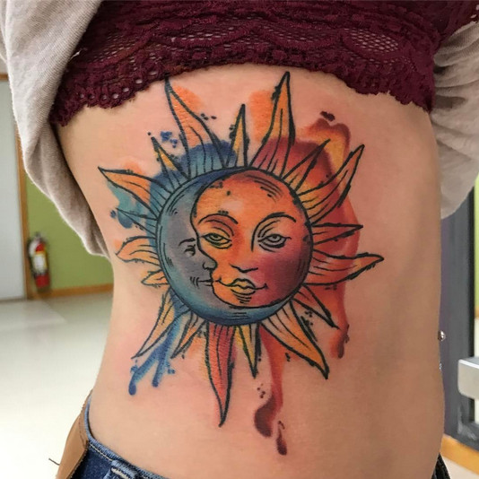 534x534 Vibrant Watercolors - Watercolor Sun Tattoo