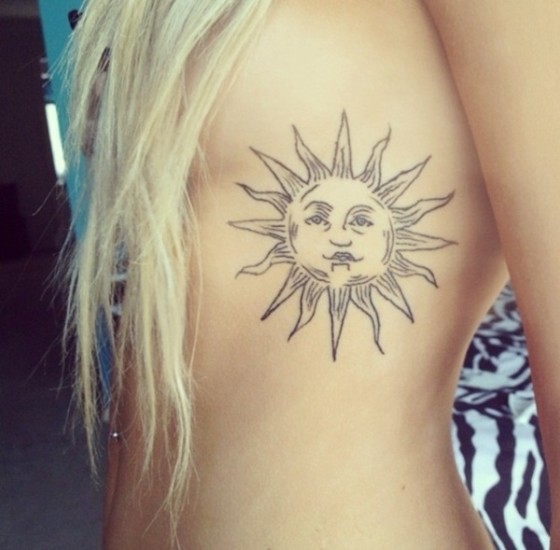 560x550 55 Sun Tattoos That Brings Wisdom And Strength - Watercolor Sun Tattoo