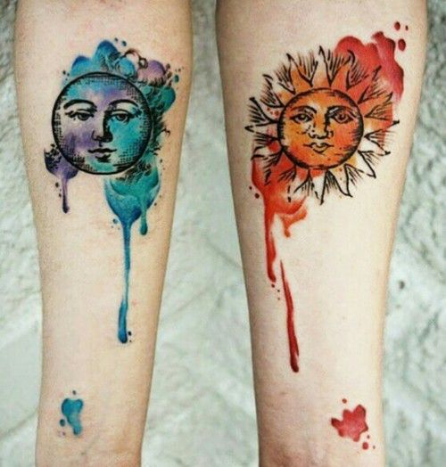 500x524 65 Breathtaking Watercolor Tattoo Ideas - Watercolor Sun Tattoo