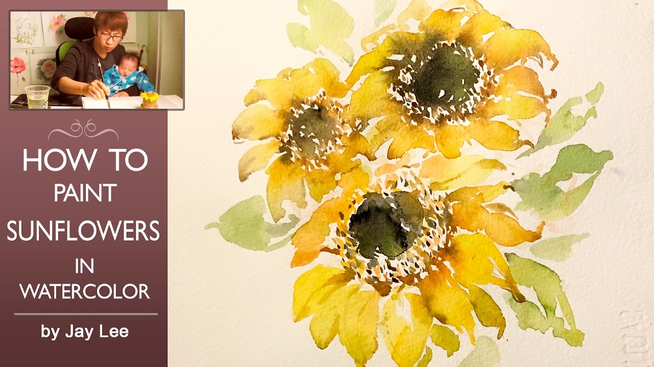 1280x720 Lvl4] How To Paint Sunflowers In Watercolor - Watercolor Sunflower Step By Step