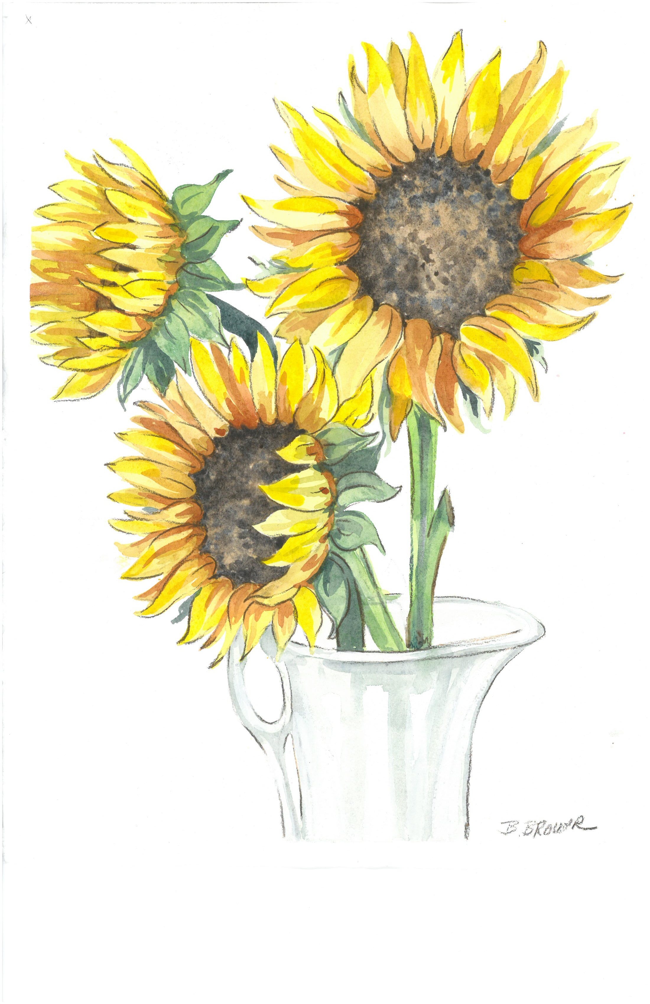 2200x3400 Beauty Of Watercolor - Watercolor Sunflower Step By Step