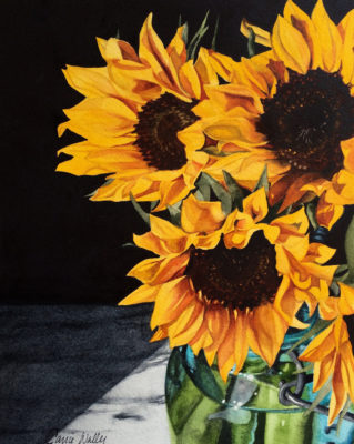 319x400 Carrie Waller Sunflower Watercolor - Watercolor Sunflower Step By Step