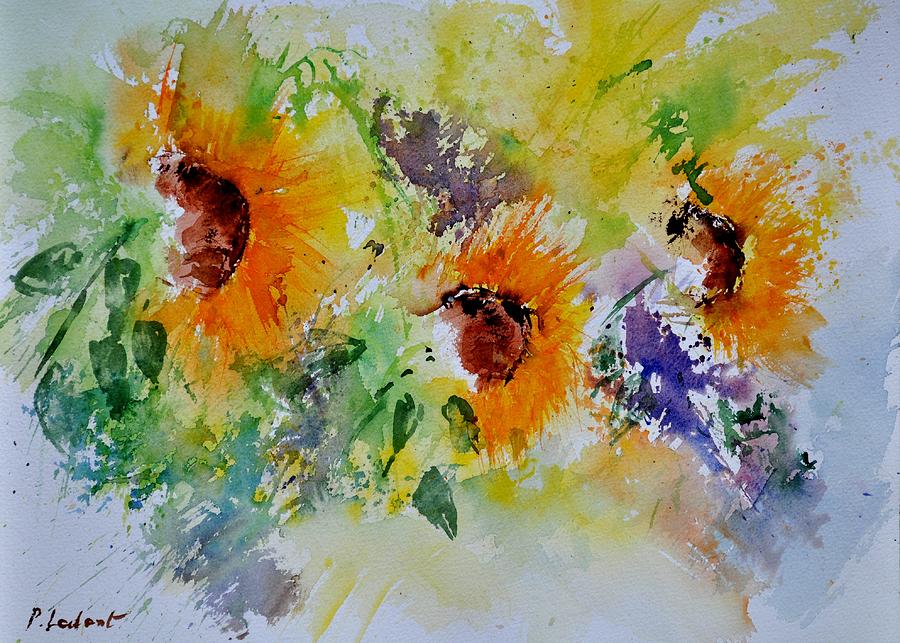 900x643 Watercolor Sunflowers Painting By Pol Ledent - Watercolor Sunflower Step By Step