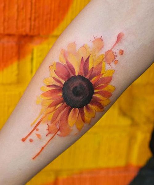 500x600 Magnificent Watercolor Sunflower Tattoo Design Tattoo Designs - Watercolor Sunflower Tattoo