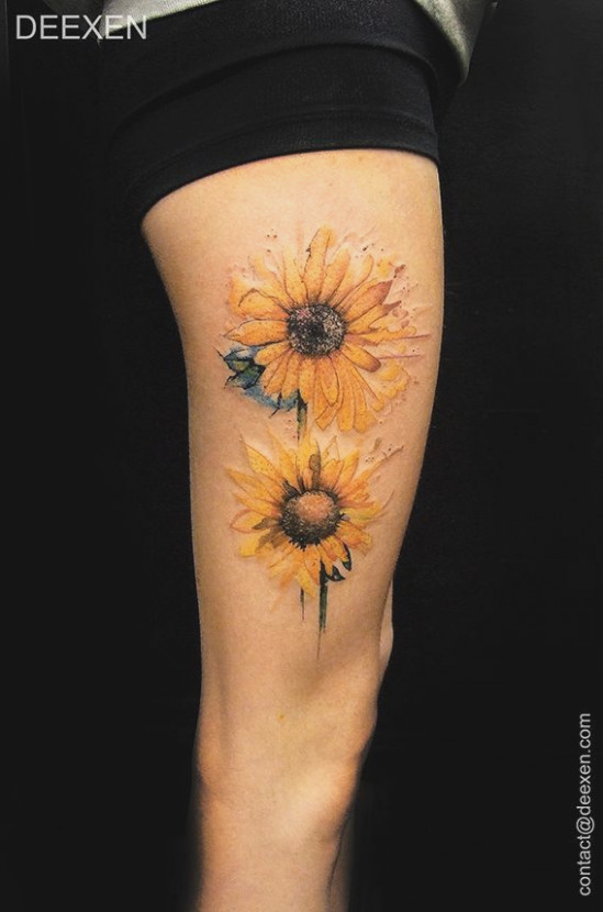 549x830 The 25 Best Watercolor Sunflower Tattoo Ideas On .. Tattoo - Watercolor Sunflower Tattoo