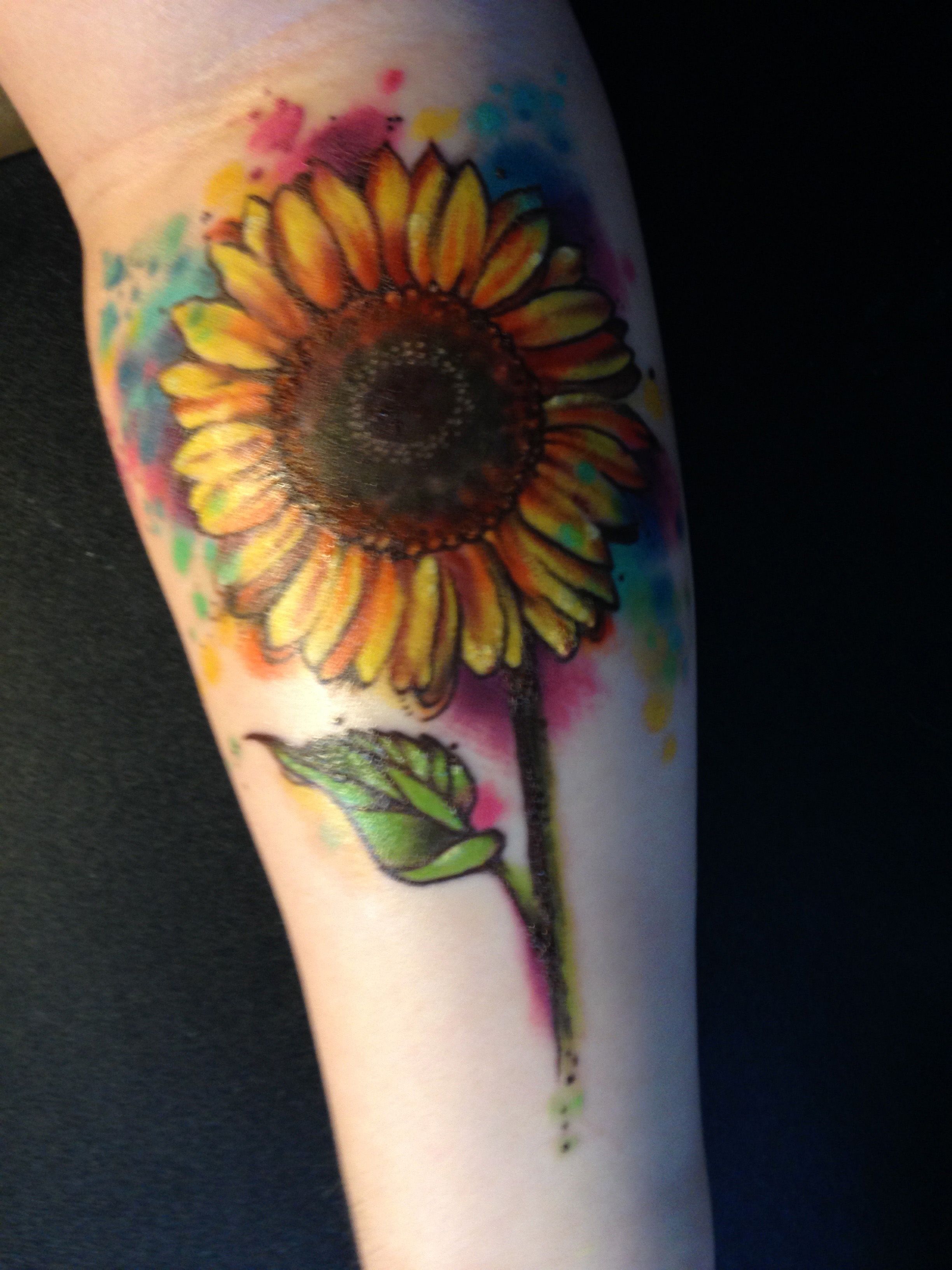 2448x3264 Watercolor Sunflower Tattoo - Watercolor Sunflower Tattoo