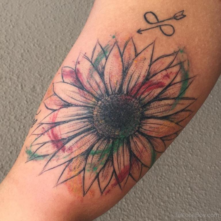 768x768 Watercolor Sunflower Tattoo Tattoo Designs, Tattoo Pictures - Watercolor Sunflower Tattoo
