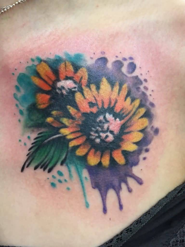768x1024 Watercolor Sunflower Tattoo Design Idea - Watercolor Sunflower Tattoo