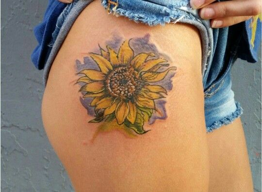 540x396 Watercolor Sunflower Tattoo Designs, Ideas And Meaning Tattoos - Watercolor Sunflower Tattoo