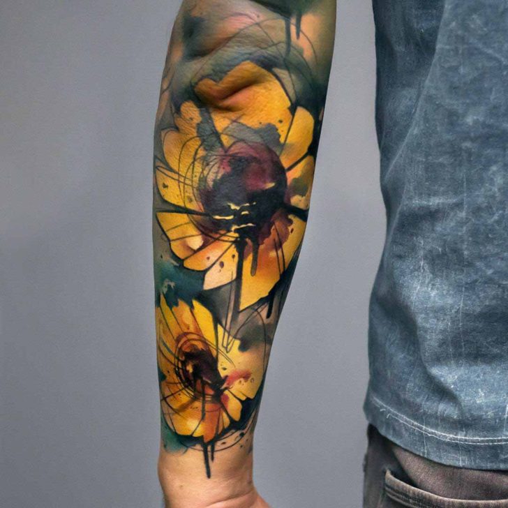 728x728 Watercolor Sunflowers Tattoo On Forearm Best Tattoo Ideas Gallery - Watercolor Sunflower Tattoo