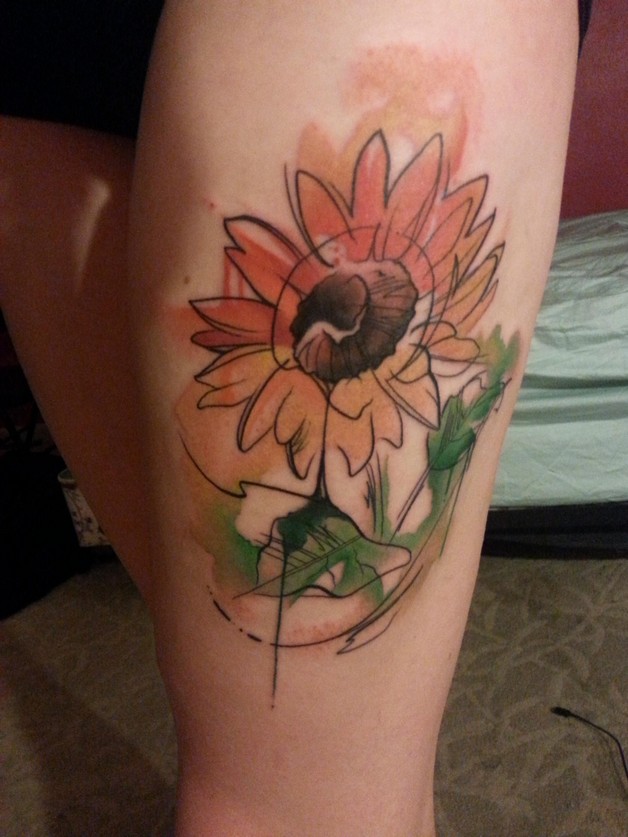 628x837 Watercolor Sunflower Tattoo - Watercolor Sunflower Tattoo