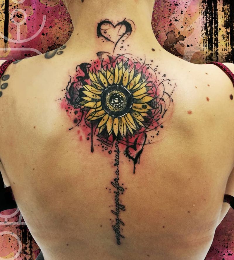 800x889 Watercolor Sunflower Tattoo (18) - Watercolor Sunflower Tattoo