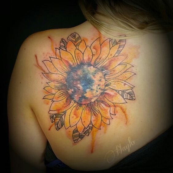 564x564 Amazing Sunflower Tattoo Ideas - Watercolor Sunflower Tattoo