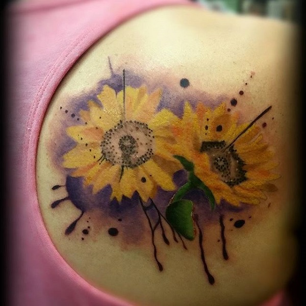 600x600 Sunflower Tattoo Ideas - Watercolor Sunflower Tattoo