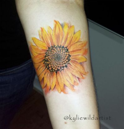 399x415 Best Watercolor Sunflower Tattoo Prospective Tattoos - Watercolor Sunflower Tattoo