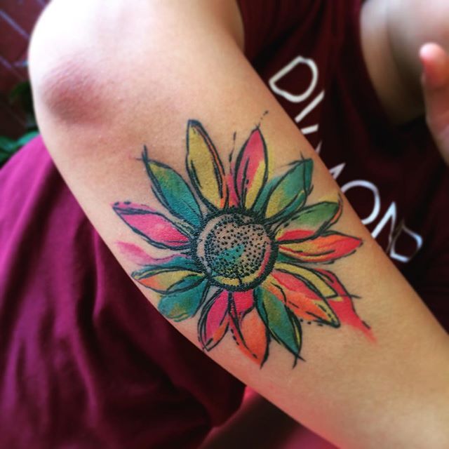640x640 Love Love This Watercolor Sunflower Tattoos - Watercolor Sunflower Tattoo