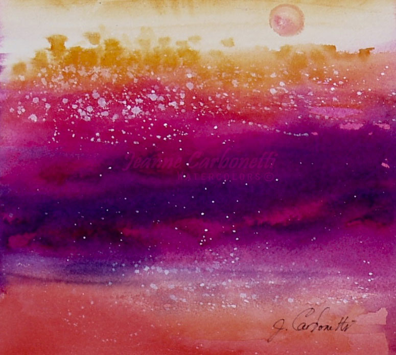 775x695 Sante Fe Sunset Original Watercolor Painting - Watercolor Sunset