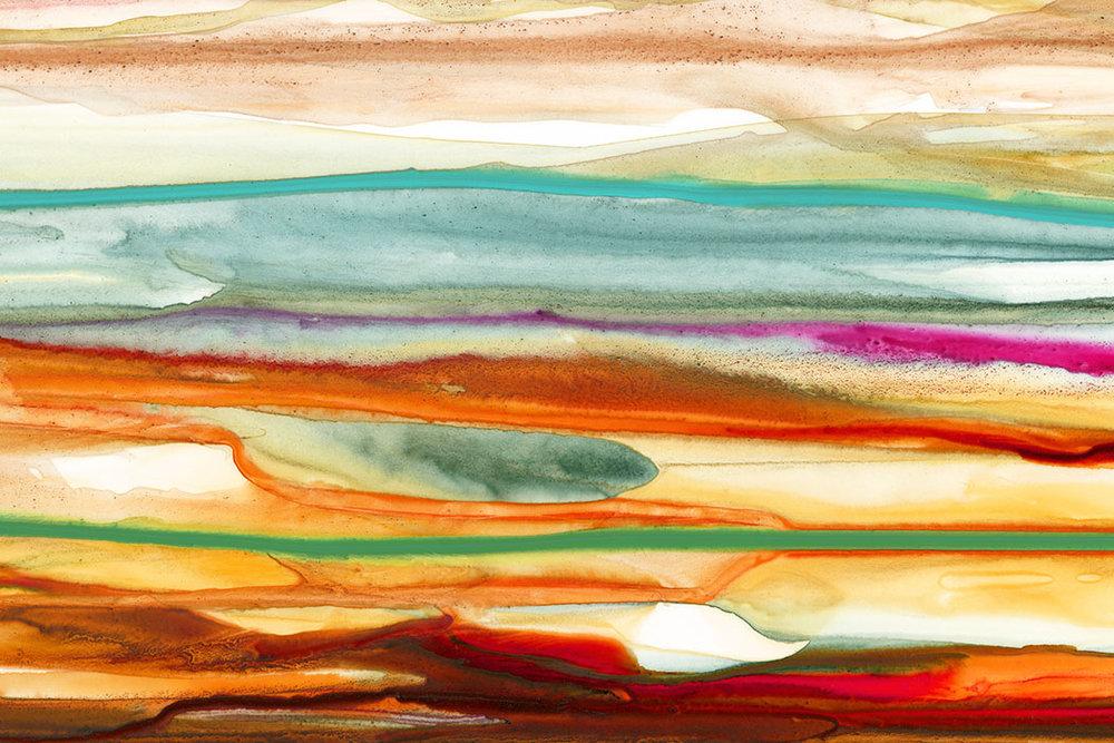 1000x667 Sunset Stripes Watercolor Fine Art Print Black Crow Studios - Watercolor Sunset